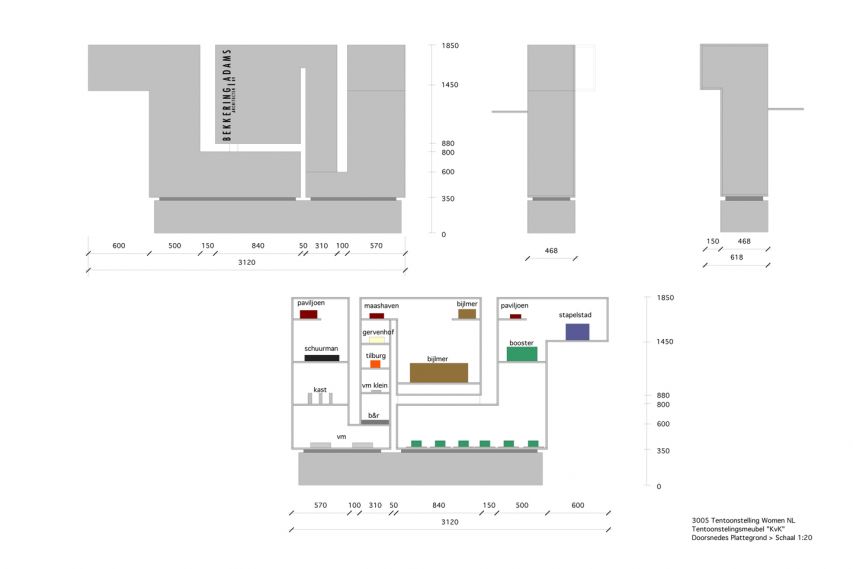 Juliette Bekkering Architects - exhibition- display cabinet drawing